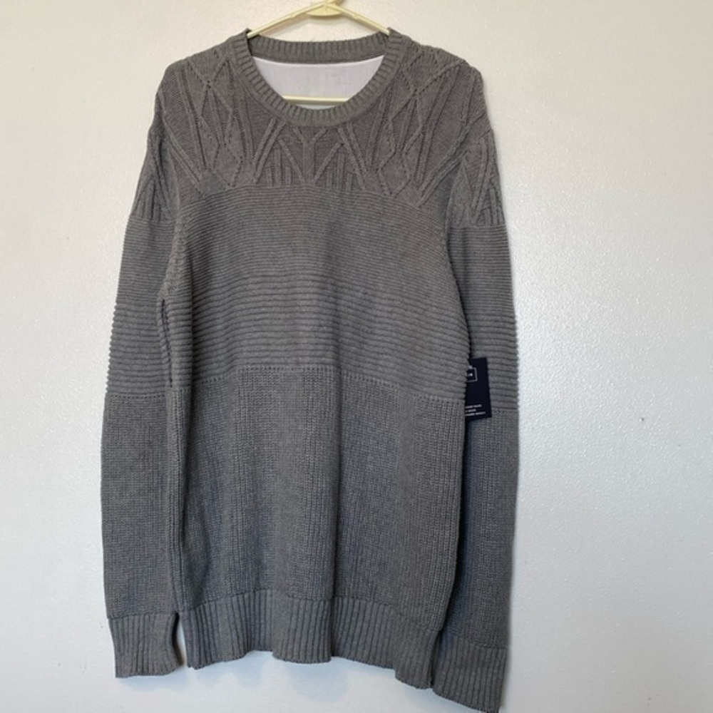 Prana A\R  Grey chunky knitted long sleeve ribbed crew neck cozy sweater NWT …